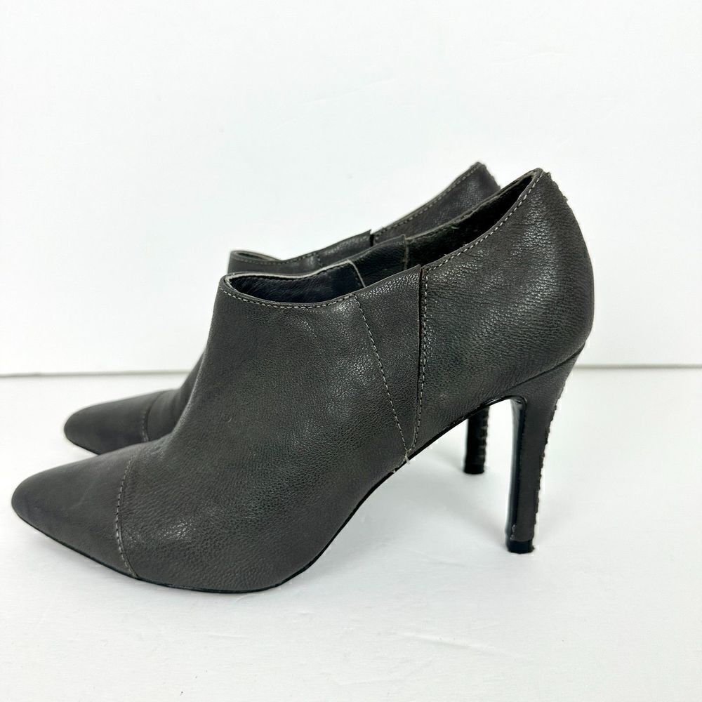 Alice + Oliva Dex Leather Ankle Boot Size 6 EU 36 Gray Stiletto Heel
